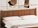 Queen Size Flat Panel Bed with Headboard & Footboard, Minimalist Modern Platform Bed with Wood Grain N733P422480D