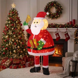 6FT Lighted Santa Claus Holding Bell Christmas Yard Decorations, Pre-lit Pull Up Santa with 200 Warm 76027268