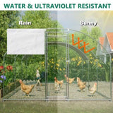 ZUN Large Chicken Coop Metal Chicken Run with Waterproof and Anti-UV Cover, Dome Shaped Walk-in Fence W2505P171905