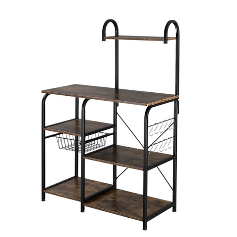 ZUN Vintage Kitchen Baker's Rack Utility Storage Shelf 35.5" Microwave Stand 4-Tier 3-Tier Shelf for 19055665