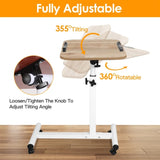 Mobile Standing Desk, Height Adjustable Rolling Laptop Table, 90 Tiltable Overbed Bedside Table, 85923978