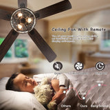 ZUN 52 Inch Crystal Chandelier Fan with Lights and Remote Control, Modern Ceiling Fan with Dual Finish W1592P163571