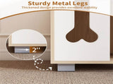 Cat Dog House Dog Bed Side Table Wooden Dog Condo with Bone-shape Window and Thick Metal Legs 58782516