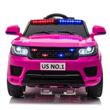 ZUN 12V Kids Ride On SUV Cop Car with Remote Control, Siren Sounds Alarming Lights, Music Story - Rose W2181P146465