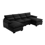 ZUN [New]110*55" Modern U-shaped Sectional Sofa with Waist Pillows,6-seat Upholstered 23516326