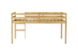 Solid Wooden, Rubber Wooden Twin Loft Bed with Ladder, Bed Platform of Strengthened Slats, Natural W504P190954