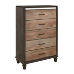 ZUN Modern Rustic Style 1pc Chest of 5x Drawers 2-Tone Finish Wooden Bedroom Furniture B011P208176