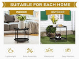2-Tier Patio Side Table, Outdoor Metal Round Small Coffee Table with Removable Tray, Weather 59958728