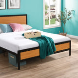 ZUN Industrial Platform Queen Bed Frame/Mattress Foundation with Rustic Headboard and Footboard, Strong D22676088