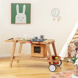 ZUN Play House Toy,Wooden Play Cart,Game Car with Sun Proof Umbrella 00867903