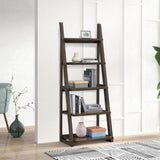 ZUN 5-Tier Shelves,Bookshelf, Storage Rack, Bookcase with Rubber Wood Frame, Ladder Shelf for Living W2582P195345