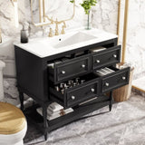 36" Bathroom Vanity Cabinet Sink Combo Set, Undermount Ceramic Sink, Free Standing Vanity Set N710P250654B