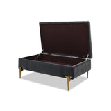 ZUN Estelle Upholstered Storage Bench Cocktail Ottoman, Steel Gray Performance Velvet B2719P245961