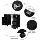 ZUN MDF Double Cabinet 3 Drawers 1 Door With Fan Manicure Table Black 33888611