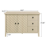 Modern 2 Door 3 Drawer Storage Cabinet,Buffet Cabinet with 2 Embossed Door for Living Room, Kitchen, W688P223053