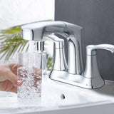 Bathroom Faucet with Pull Out Sprayer, 2 Handle 4 Inch Faucet Utility Sink Faucet, Chrome W122470444