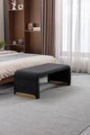 ZUN New Fabric Loveseat Footstool Bedroom Bench Shoe Bench With Gold Metal Legs,Black 44172834