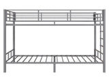 Grey Twin Bunk Bed Square Tube High Guardrail Side Ladder Opening Iron Bed 52361693
