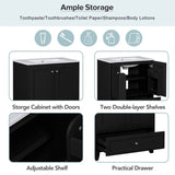 ZUN 30" Black Bathroom Vanity Set with Ceramic Sink and Ample Storage Space - Ideal for Small Bathrooms N729P183702B