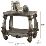 Antique Platinum End Table with Bottom Shelf B062P189091