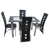 ZUN 5 Pieces Dining Table Set for 4, Kitchen Room Tempered Glass Dining Table, 4 Chairs, Black,Table 03640363