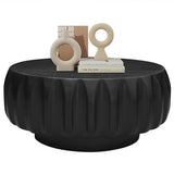 Round Solid Wood Carved Coffee Table with Elegant Sculptural Design W3137P295315