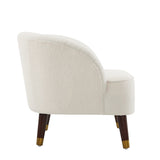 Upholstered Barrel Accent Chair With Wooden Legs N768P175907W