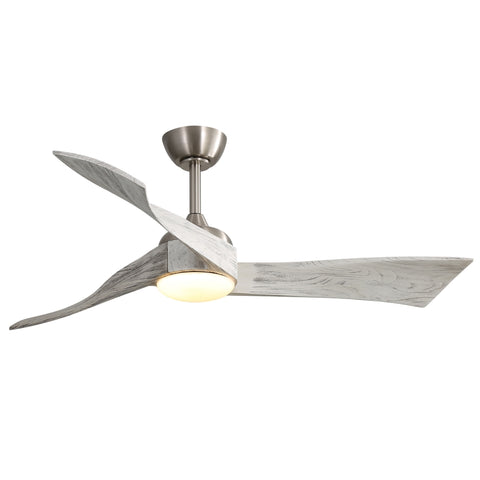 ZUN 52 Inch Brushed Nickel Ceiling Fan Light With 6 Speed Remote Energy-saving DC Motor 52K012BN