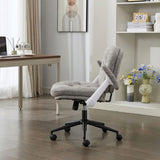 Cross Legged Chair with Flip-up Armrests, Cross Legged Office with Wheels, Comfy Swivel 90992732