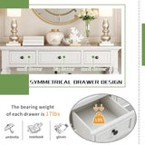 Classic Retro Style Console Table with Three Top Drawers and Open Style Bottom Shelf, Easy Assembly 87021616