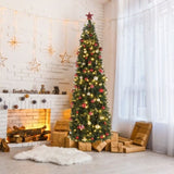 7.5ft Pencil Shape Automatic Tree Structure PVC Material 1090 Round Heads 350 Lights Warm Color With 58420987