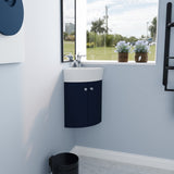 Corner Bathroom Vanity Sink Combo for Small Space Wall Mounted Cabinet Set, Ceramic Sink W99990112