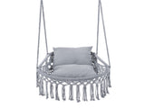 Gray Boho Macrame Hanging Swing Chair with 2 Padded Cushions, 330LBS Capacity Hammock Chair for 42193388