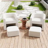 ZUN Accent chair white sofa chair one set, modern living room side chair, single sofa chair, footstool W1727P240730