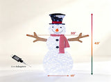 Pre-Lit Christmas Snowman Decoration with 80 Cold White LED Lights, IP44 Waterproof Metal Tinsel 38354668