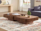 Modern 35.43 inch Handcraft Drum Table Square Table for Living Room,Small Wooden W2582P360254