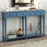 TREXM Retro Console Table with 4 Drawers and Open Shelf, perfect for Entryways, Living Rooms, and N715P202860M
