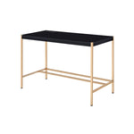 ZUN Black and Gold Writing Desk with USB Ports B062P184569