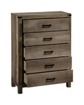 ZUN 1pc Contemporary Five Drawer Chest Bedroom Solid Wood Wooden Brown Melamine Finish Rustic B011P228965