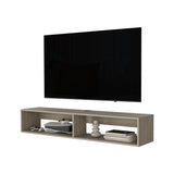 Central Floating media rack in melamine with two shelves,white oak B128P227635