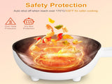 Electric Hot Pot Non-Stick Frying Pan Portable Rapid Noodles Cooker with Long Handle Steamer Spatula 92168508
