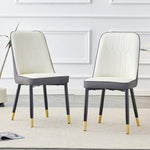 ZUN A modern dining chair with a white dark gray dual tone PU leather backrest and black metal legs, W1151P147207