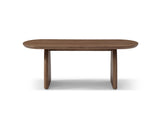 47.24" Oval Coffee Table with Solid Wood Veneered, Mid Century Modern Wooden Coffee Table, Walnut W2664P346449