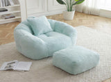 Giant Bean Bag Chair withFootstool, Oversized Bean Bag for Adults and Kids, Faux Fur Shell-Shaped W2677P306795