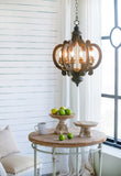 French Country Wood Chandelier, 6-Light Farmhouse Pendant Light Fixture with 28" Adjustable Chain W2078137918