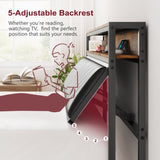 Full Size Metal Platform Bed Frame with Adjustable Upholstered Headboard, Charging Station, LED W1903P195321