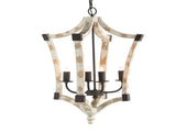 4 - Light Wood Chandelier, Hanging Light Fixture with Adjustable Chain for Kitchen Dining Room Foyer W2078138927