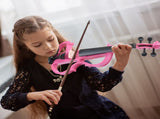 Full Size 4/4 Bunnel Edge Electric Silent Violin with Case Bow Rosin Headphone Connecting Line Pink 01411358