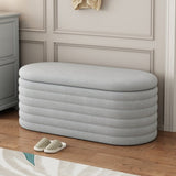 Storage Chenille Ottoman Bench Upholstered Fabric Storage Bench End of Bed Stool with Safety Hinge W2336P251244