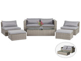 2pcs armless sofa 2pcs footstool 1pcs double sofa 1pcs coffee table with storage, gray 88703342